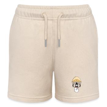 Parachuting Snowman - Kids Organic Sweat Shorts by Stanley/Stella - soft Ecru - Front