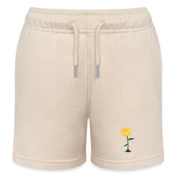 Fleur jaune avec arrosoir fantôme - Short de jogging enfant bio Stanley/Stella - écru doux - Devant