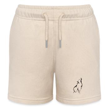 Wolf-Silhouette, Stärke und Kraft, Konturen - Kinder Organic Joggingshorts Mini Bolter von Stanley/Stella - Natur - Vorne