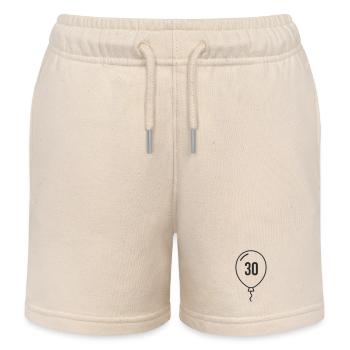 Balloon Number 30 – Round Birthday Design - Kids Organic Sweat Shorts by Stanley/Stella - soft Ecru - Front