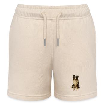 Layered Paper Collie - Kids Organic Sweat Shorts by Stanley/Stella - soft Ecru - Front