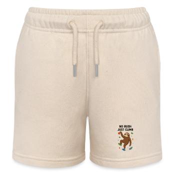 Zen Sloth Bouldering: No Rush Just Climb - Kids Organic Sweat Shorts by Stanley/Stella - soft Ecru - Front