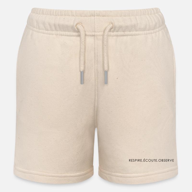 RESPIRE.ECOUTE.OBSERVE BLACK - Short de jogging enfant bio Stanley/Stella - écru doux