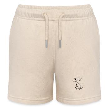 Happy Kitty Illustration - Kids Organic Sweat Shorts by Stanley/Stella - soft Ecru - Front