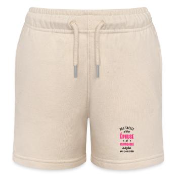 Epouse - Mariée - Mariage - Couple - Amour - Kids Organic Sweat Shorts by Stanley/Stella - soft Ecru - Front