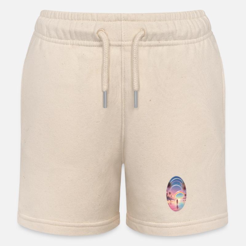 Pastel Beach Rêve arc-en-ciel - Short de jogging enfant bio Stanley/Stella - écru doux