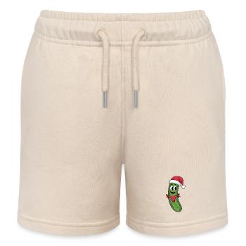 Cornichon festif au chapeau de Père Noël - Short de jogging enfant bio Stanley/Stella - écru doux - Devant