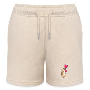 Katze mit Herz Ballon Geschenk Geburtstag - Kinder Organic Joggingshorts Mini Bolter von Stanley/Stella - Natur - Vorne