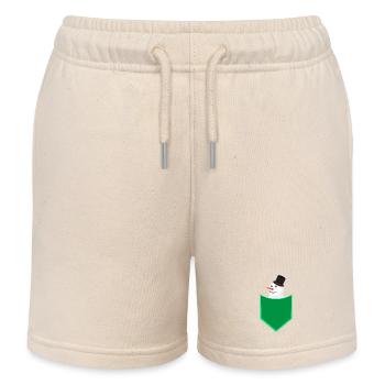 Snowman in Pocket Cute Winter Holiday Design - Kinder Organic Joggingshorts Mini Bolter von Stanley/Stella - Natur - Vorne
