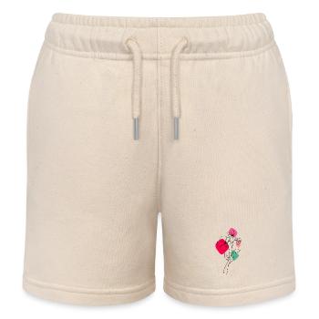 Lineart bouquet with color background - Kids Organic Sweat Shorts by Stanley/Stella - soft Ecru - Front