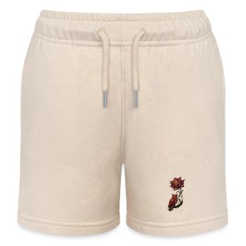 Luminescent Owl and Fire Flower - Kids Organic Sweat Shorts by Stanley/Stella - soft Ecru - Front
