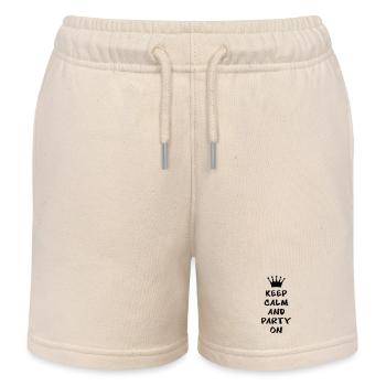 Keep calm and party on - Kids Organic Sweat Shorts by Stanley/Stella - soft Ecru - Front
