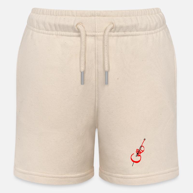 Lettrage violoncelle rouge - Short de jogging enfant bio Stanley/Stella - écru doux