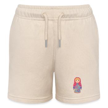 Folkartige Matrjoschka / Matryoshka / Matreschka - Kinder Organic Joggingshorts Mini Bolter von Stanley/Stella - Natur - Vorne