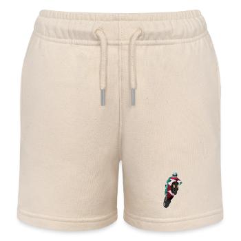 Extreme Wheelie with Motorbike at the Race - Kids Organic Sweat Shorts by Stanley/Stella - soft Ecru - Front