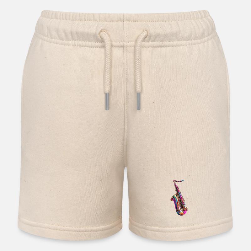 Design de saxophone coloré - Short de jogging enfant bio Stanley/Stella - écru doux