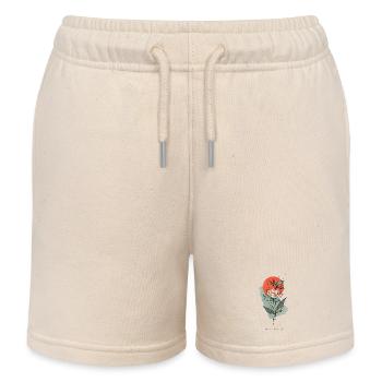 Ligne de fleurs devant le soleil rouge - Short de jogging enfant bio Stanley/Stella - écru doux - Devant
