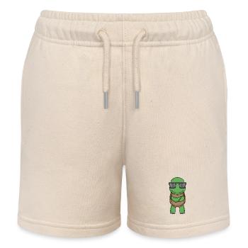 Schildkröte mit Sonnenbrille - Kinder Organic Joggingshorts Mini Bolter von Stanley/Stella - Natur - Vorne