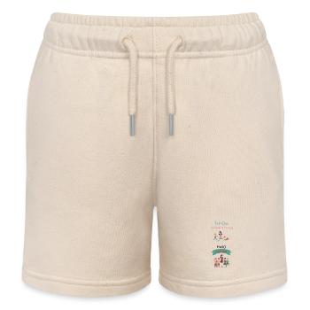 Schule Kindergarten Hallo - Kinder Organic Joggingshorts Mini Bolter von Stanley/Stella - Natur - Vorne