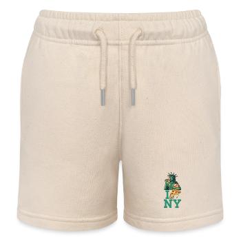I Love NY Pizza Funny Food Lover Statement - Kids Organic Sweat Shorts by Stanley/Stella - soft Ecru - Front