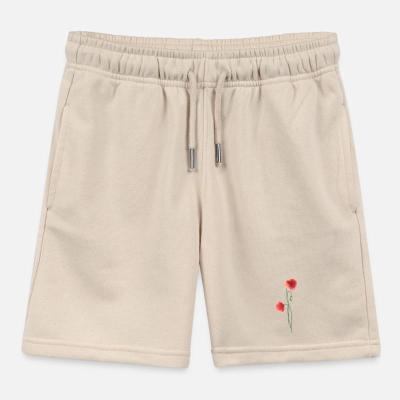 Fleur : coquelicot rouge Short de jogging enfant bio Stanley/Stella