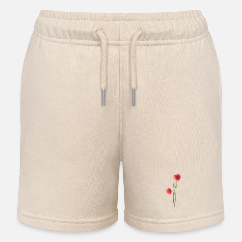 Blume: roter Mohn - Kinder Organic Joggingshorts Mini Bolter von Stanley/Stella - Natur