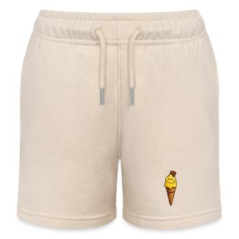 Gelbes Cartoon-Eis am Kegel - Kinder Organic Joggingshorts Mini Bolter von Stanley/Stella - Natur - Vorne