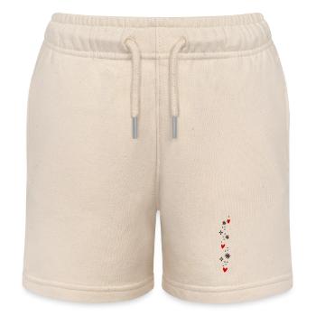 Hearts Glitter - Kids Organic Sweat Shorts by Stanley/Stella - soft Ecru - Front