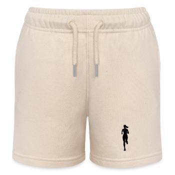 Marathon Runner Woman Running Silhouette - Kids Organic Sweat Shorts by Stanley/Stella - soft Ecru - Front
