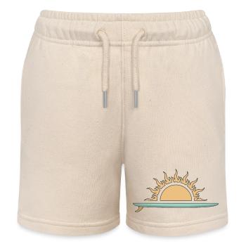 Surfboard mit Sonnenuntergang - Kinder Organic Joggingshorts Mini Bolter von Stanley/Stella - Natur - Vorne