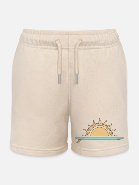 Surfboard mit Sonnenuntergang - Kinder Organic Joggingshorts Mini Bolter von Stanley/Stella - Natur