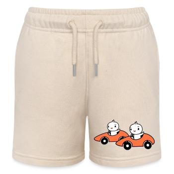 2 Vögel fahren schnell Auto Rennauto Wettrennen - Kinder Organic Joggingshorts Mini Bolter von Stanley/Stella - Natur - Vorne