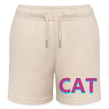 Typographie, Cat, Tier tatzen muster - Kinder Organic Joggingshorts Mini Bolter von Stanley/Stella - Natur - Vorne