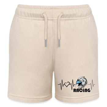 Motorcycle Racing Heartbeat Heart Love Motorcycle - Kids Organic Sweat Shorts by Stanley/Stella - soft Ecru - Front