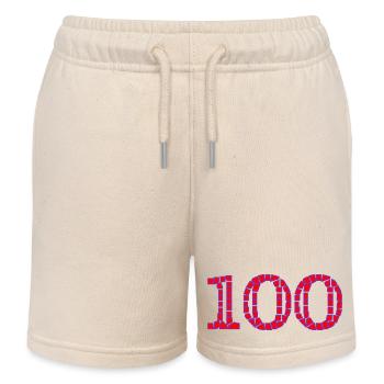 100. 100 YEARS. 100th ANNIVERSARY. BIRTHDAY 100 - Kids Organic Sweat Shorts by Stanley/Stella - soft Ecru - Front