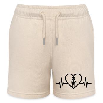 Skelett Halloween Herz - Kinder Organic Joggingshorts Mini Bolter von Stanley/Stella - Natur - Vorne