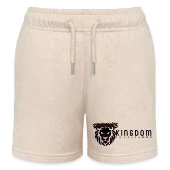 Kingdom Lion Logo - Kids Organic Sweat Shorts by Stanley/Stella - soft Ecru - Front