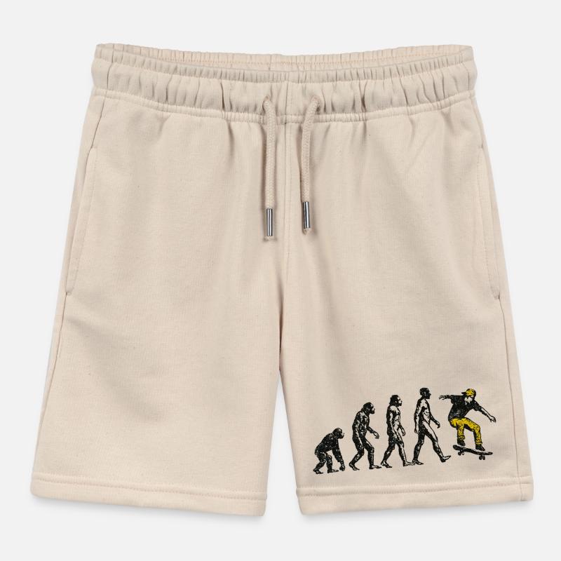 Evolution Skateboarder – Grunge Skate Design Kids Organic Sweat Shorts by Stanley/Stella