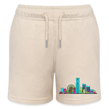 Yokohama City Skyline Landmark Tower Art - Kids Organic Sweat Shorts by Stanley/Stella - soft Ecru - Front