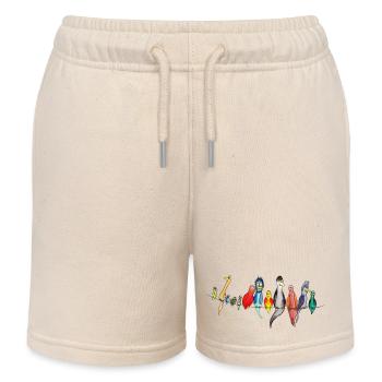 Bunte Vögel auf der Leine - Kinder Organic Joggingshorts Mini Bolter von Stanley/Stella - Natur - Vorne