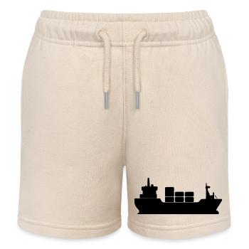Schifffrachter Silhouette - Kinder Organic Joggingshorts Mini Bolter von Stanley/Stella - Natur - Vorne