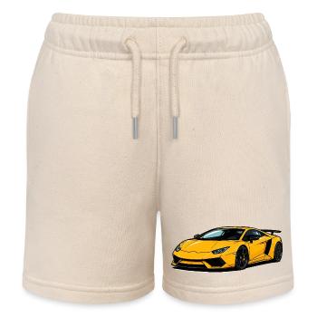 Yellow Supercar Speedster - Kids Organic Sweat Shorts by Stanley/Stella - soft Ecru - Front