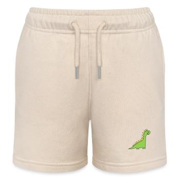 Dinosaur Long Neck - Motif Colors Customizable - Kids Organic Sweat Shorts by Stanley/Stella - soft Ecru - Front