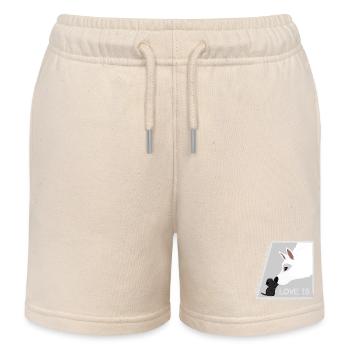 Liebe ist... Hund und Katze - Kinder Organic Joggingshorts Mini Bolter von Stanley/Stella - Natur - Vorne