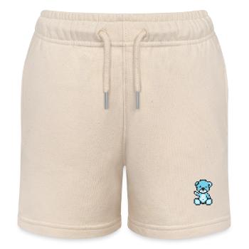 Pixel Bear Pastel Blue - Kids Organic Sweat Shorts by Stanley/Stella - soft Ecru - Front