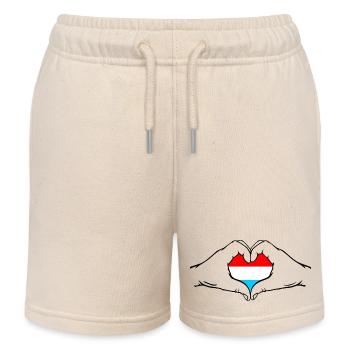 Luxemburg Flagge Herzform - Kinder Organic Joggingshorts Mini Bolter von Stanley/Stella - Natur - Vorne
