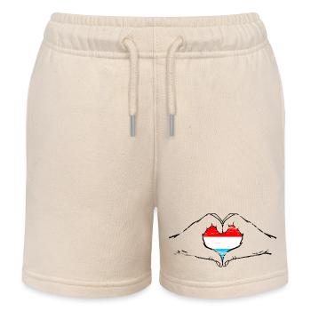 Drapeau du Luxembourg en forme de coeur d’occasion - Short de jogging enfant bio Stanley/Stella - écru doux - Devant