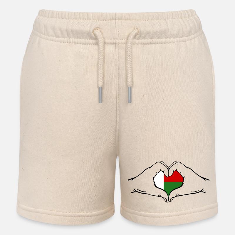 Drapeau de Madagascar en forme de coeur - Short de jogging enfant bio Stanley/Stella - écru doux
