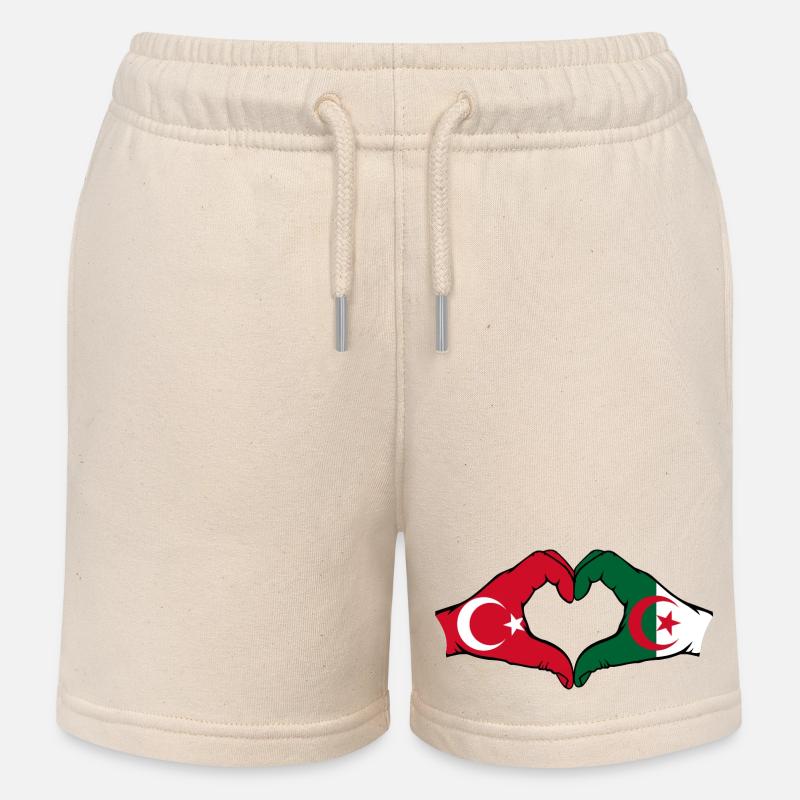 Turquie Algérie Drapeau Coeur Forme Avec Les Mains - Short de jogging enfant bio Stanley/Stella - écru doux