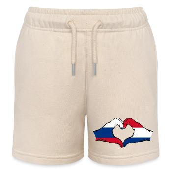 Russland Holland Herzform mit Hände - Kinder Organic Joggingshorts Mini Bolter von Stanley/Stella - Natur - Vorne